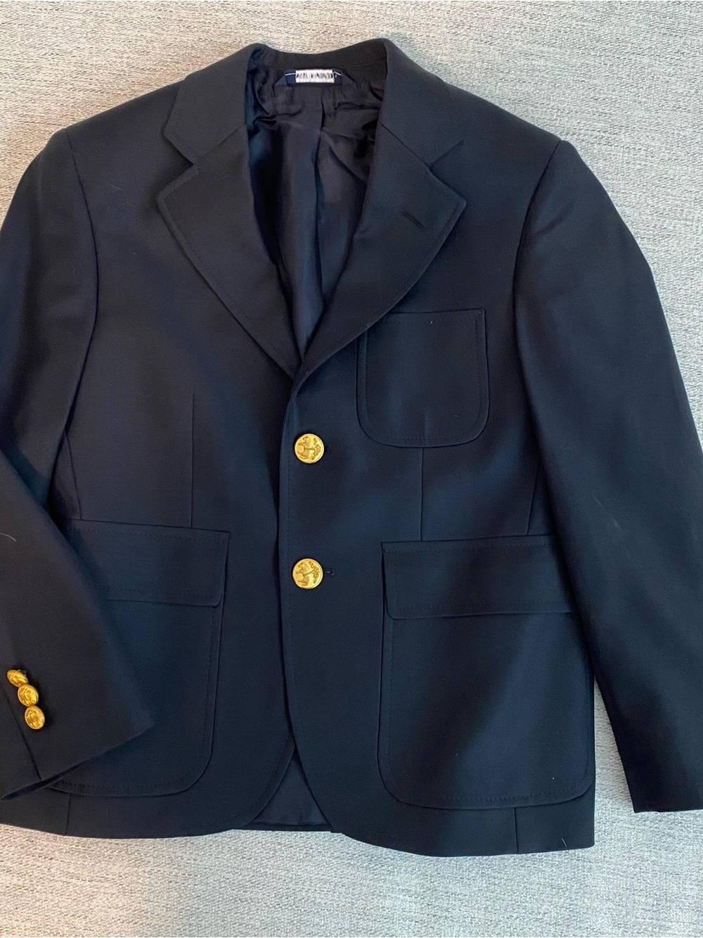 Brooks Brothers Boys Navy Blazer with Gold Buttons, boys size 8